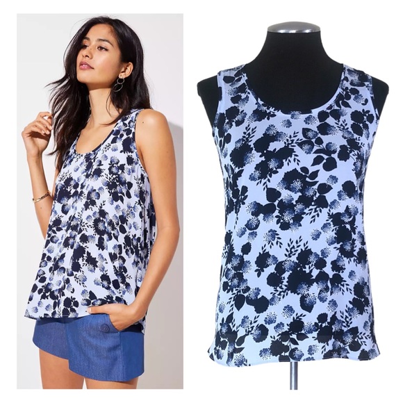 LOFT Tops - SOLD - LOFT - Petite Floral Mixed Media Top